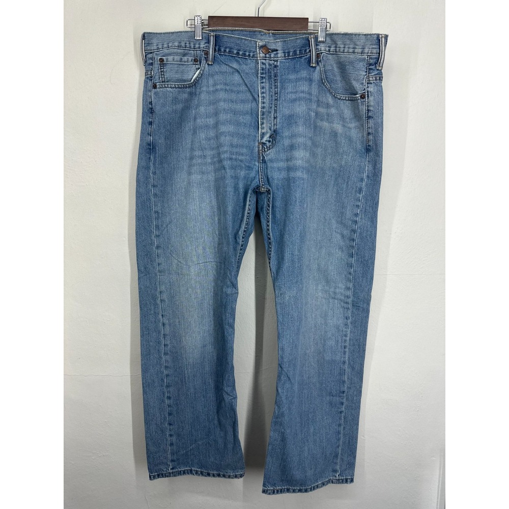 Levi's 569 Loose Straight Jeans Mens 42x32 Blue Denim Light Wash Faded Whiskered